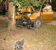 Į medį įsirėžęs automobilis