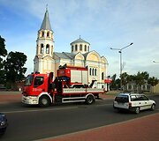Lenkų ugniagesiai per Ukmergę važiuoja namo