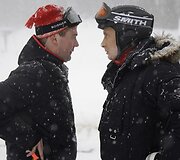 D.Medvedevas (kairėje) ir V.Putinas