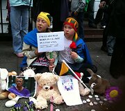 Londone surengta lietuvių protesto akcija Kedžiams palaikyti.