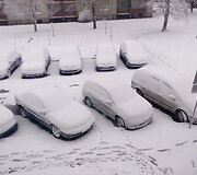 Sniegas Velykų rytą Tauragėje