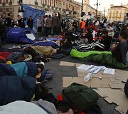 Ispanijos protestuotojai Madrido aik&scaron;tėje
