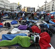 Ispanijos protestuotojai Madrido aik&scaron;tėje