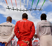 &bdquo;Formulė 1&ldquo; Italijoje, Monzos trasoje, V.Bottas, Ch.Leclercas ir L.Hamiltonas