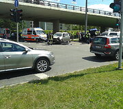 Avarija prie Spaudos rūmų paralyžiavo eismą 2014 m. birželio 16 d. 