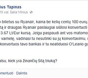 Andriaus Tapino eksperimentas &bdquo;Ryanair&ldquo; puslapyje