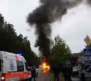 Vilniuje sudegė &bdquo;Ford Transit&ldquo; 2015 m. gegužės 27 d. 
