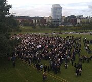Lenkų protesto mitingas prie Lietuvos respublikos Seimo