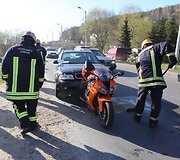Automobilio &bdquo;Audi&ldquo; ir motociklo &bdquo;Kawasaki&ldquo; susidūrimas Kaune