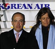Meksikos prezidentas Felipe Calderonas su žmona Margarita Zavala