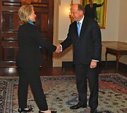 Premjeras A.Kubilius su valstybės sekretore H.Clinton