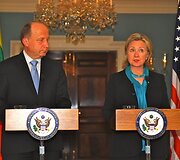 Premjeras A.Kubilius su valstybės sekretore H.Clinton