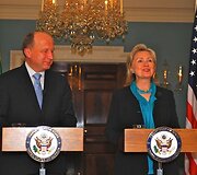 Premjeras A.Kubilius su valstybės sekretore H.Clinton