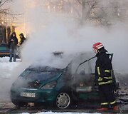 Užsidegęs A klasės &bdquo;Mercedes&ldquo;
