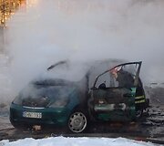 Užsidegęs A klasės &bdquo;Mercedes&ldquo;