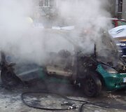 Užsidegęs A klasės &bdquo;Mercedes&ldquo;