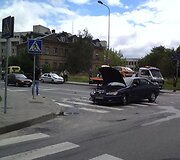 Vieta, kur po avarijos atsidūrė Peugeot (fotografuojant policijos ma&scaron;ina jau buvo patraukta)