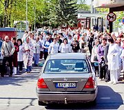 Antakalnio ligoninės medikų piketas prie ligoninės
