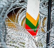 Spaudos konferencija prie Lietuvos ir Baltarusijos pasienio
