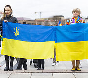 Mitingas skirtas remti Ukrainos kovą už laisvę. &Scaron;ūkis: &bdquo;Slava Ukraini! Už jūsų ir mūsų laisvę!&ldquo;