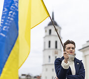 Mitingas skirtas remti Ukrainos kovą už laisvę. &Scaron;ūkis: &bdquo;Slava Ukraini! Už jūsų ir mūsų laisvę!&ldquo;