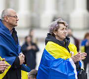 Mitingas skirtas remti Ukrainos kovą už laisvę. &Scaron;ūkis: &bdquo;Slava Ukraini! Už jūsų ir mūsų laisvę!&ldquo;