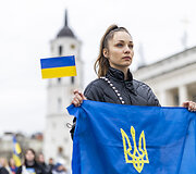 Mitingas skirtas remti Ukrainos kovą už laisvę. &Scaron;ūkis: &bdquo;Slava Ukraini! Už jūsų ir mūsų laisvę!&ldquo;