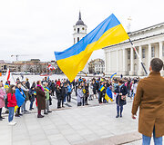 Mitingas skirtas remti Ukrainos kovą už laisvę. &Scaron;ūkis: &bdquo;Slava Ukraini! Už jūsų ir mūsų laisvę!&ldquo;