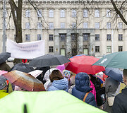 Mitingas &bdquo;Apginti tautinių mažumų mokyklas Trakų rajone&ldquo;