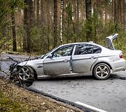 Karačiūnų gatvėje BMW atsitrenkė į medį