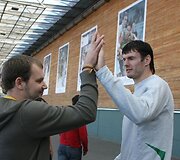 Lietuvos vyrų krep&scaron;inio rinktinės fotografo Tomo Tumalovičiaus parodos atidaryme dalyvavo ne tik rinktinės sirgaliai, tačiau ir patys krep&scaron;ininkai.
