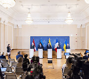 Gabrieliaus Landsbergio, Estijos, Latvijos, Prancūzijos bei Ukrainos ministrų spaudos konferencija