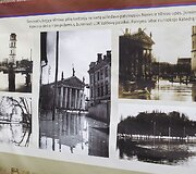 Vilniaus pilių teritorijos ir įvairių Lietuvos istorijos laikotarpių vaizdai ant &bdquo;Rotondos&ldquo; tvoros.