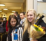 Rūtos Meilutytės sutikimas Vilniaus oro uoste.