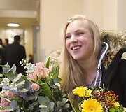 Rūtos Meilutytės sutikimas Vilniaus oro uoste.