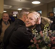 Rūtos Meilutytės sutikimas Vilniaus oro uoste.