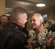 Rūtos Meilutytės sutikimas Vilniaus oro uoste.