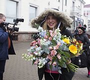 Rūtos Meilutytės sutikimas Vilniaus oro uoste.