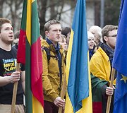 Prie Rusijos ambasados mitingas prie&scaron; Rusijos agresiją.