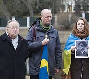 Prie Rusijos ambasados mitingas prie&scaron; Rusijos agresiją.