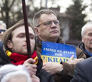 Prie Rusijos ambasados mitingas prie&scaron; Rusijos agresiją.