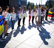 Europos aik&scaron;tėje - ukrainiečių padėka Lietuvos žmonėms.