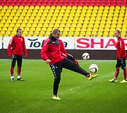 Lietuvos futbolo rinktinės treniruotė prie&scaron; varžybas su Estijos rinktine.