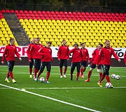 Lietuvos futbolo rinktinės treniruotė prie&scaron; varžybas su Estijos rinktine.