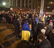 Ukrainiečiai ir lietuviai  i&scaron;reikė pagarbą žuvusiems Ukrainos gyventojams
