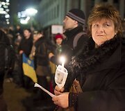 Ukrainiečiai ir lietuviai  i&scaron;reikė pagarbą žuvusiems Ukrainos gyventojams