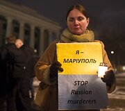 Ukrainiečiai ir lietuviai  i&scaron;reikė pagarbą žuvusiems Ukrainos gyventojams