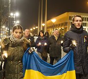 Ukrainiečiai ir lietuviai  i&scaron;reikė pagarbą žuvusiems Ukrainos gyventojams