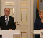 Lietuvos Respublikos Prezidentė Dalia Grybauskaitė priėmė Lietuvoje vie&scaron;intį Europos Sąjungos Prezidentą Hermaną van Rompuy.