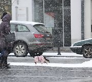 Sekmadienį Vilniuje - balta, balta. Nosis kutena žvarbus vėjas.